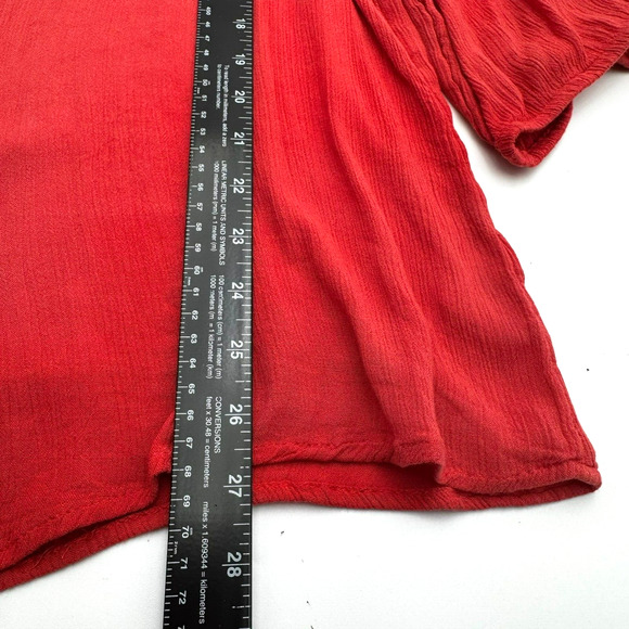 ST JOHN'S BAY Women 3X Orange Pullover Embroidered Crinkle Boho Tassel Tunic Top - Picture 10 of 10